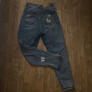 Size 6 H+M straight jeans, with handpainted butterflies